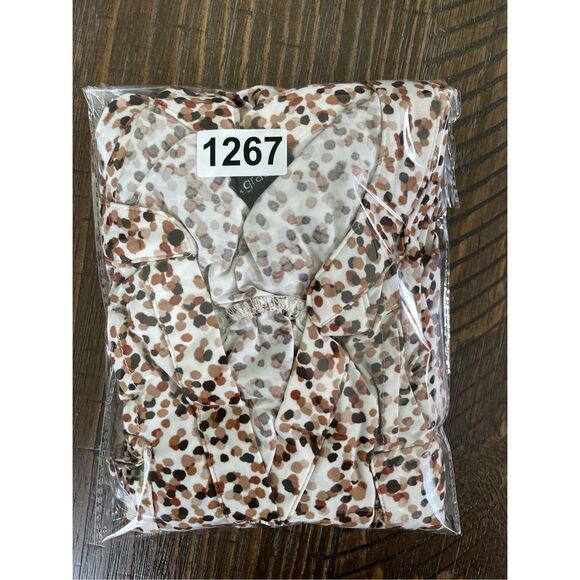 Boho Animal Print Blouse Ava and Grace Women M Brown White Button Front - Picture 8 of 8